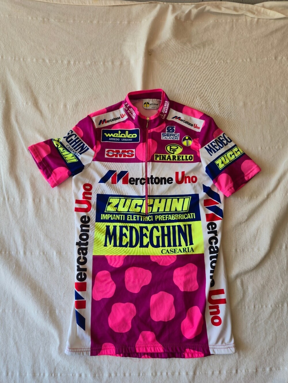 Vintage Giessegi Mercatone Uno Cycling Jersey Pink Size 4